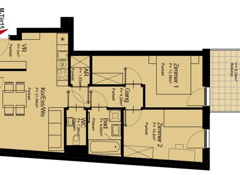 Wohnung zur Miete 1.071 € 2 Zimmer 2. Geschoss frei ab sofort Bertha-von-Suttner-Gasse Wien 1220