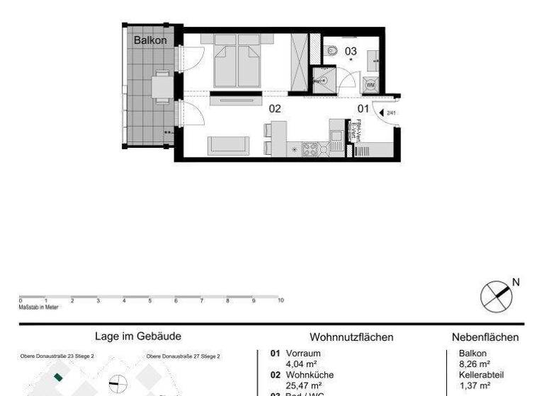 Wohnung zum Kauf - Erstbezug 328.000 € 1,5 Zimmer 34,6 m² 3. Geschoss Obere Donaustraße 23 Wien 1020