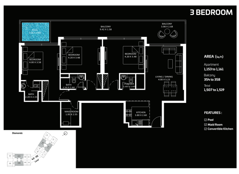 Wohnung zum Kauf - Erstbezug provisionsfrei 886.029 € 4 Zimmer 141,1 m² First Al Khail Street Dubai