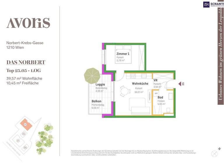 Wohnung zum Kauf - Erstbezug 247.000 € 2 Zimmer 39,6 m² 1. Geschoss Norbert-Krebs-Gasse Wien 1210