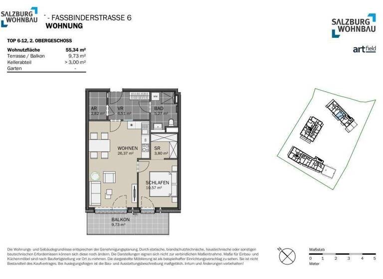 Wohnung zum Kauf - Erstbezug provisionsfrei 321.930 € 2 Zimmer 55,3 m² frei ab 01.12.2026 Fassbinderstrasse 6 Neumarkt am Wallersee 5202