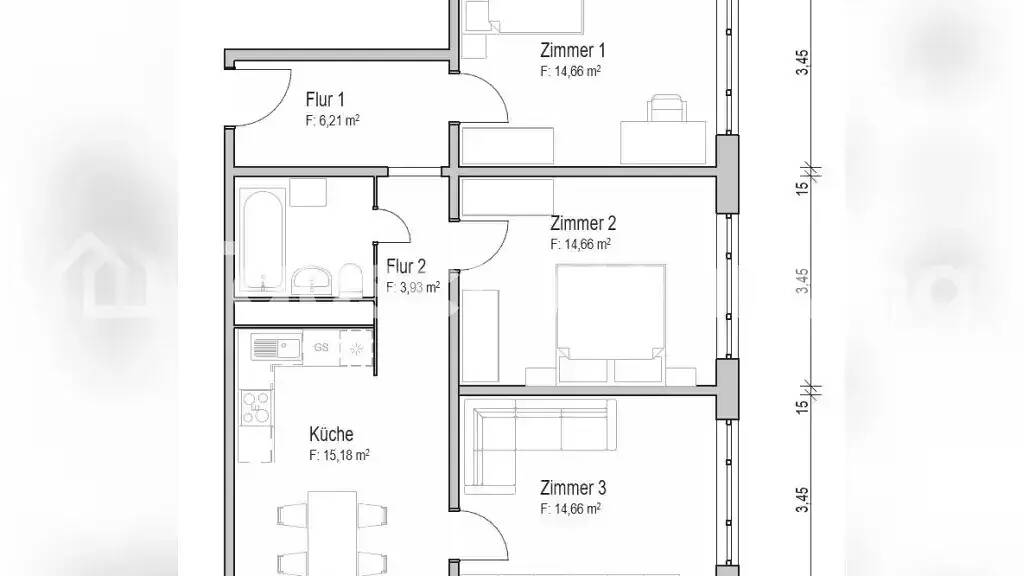 Wohnung zur Miete Tauschwohnung 400 € 3 Zimmer 70 m² 2. Geschoss Potsdam West Potsdam 14471