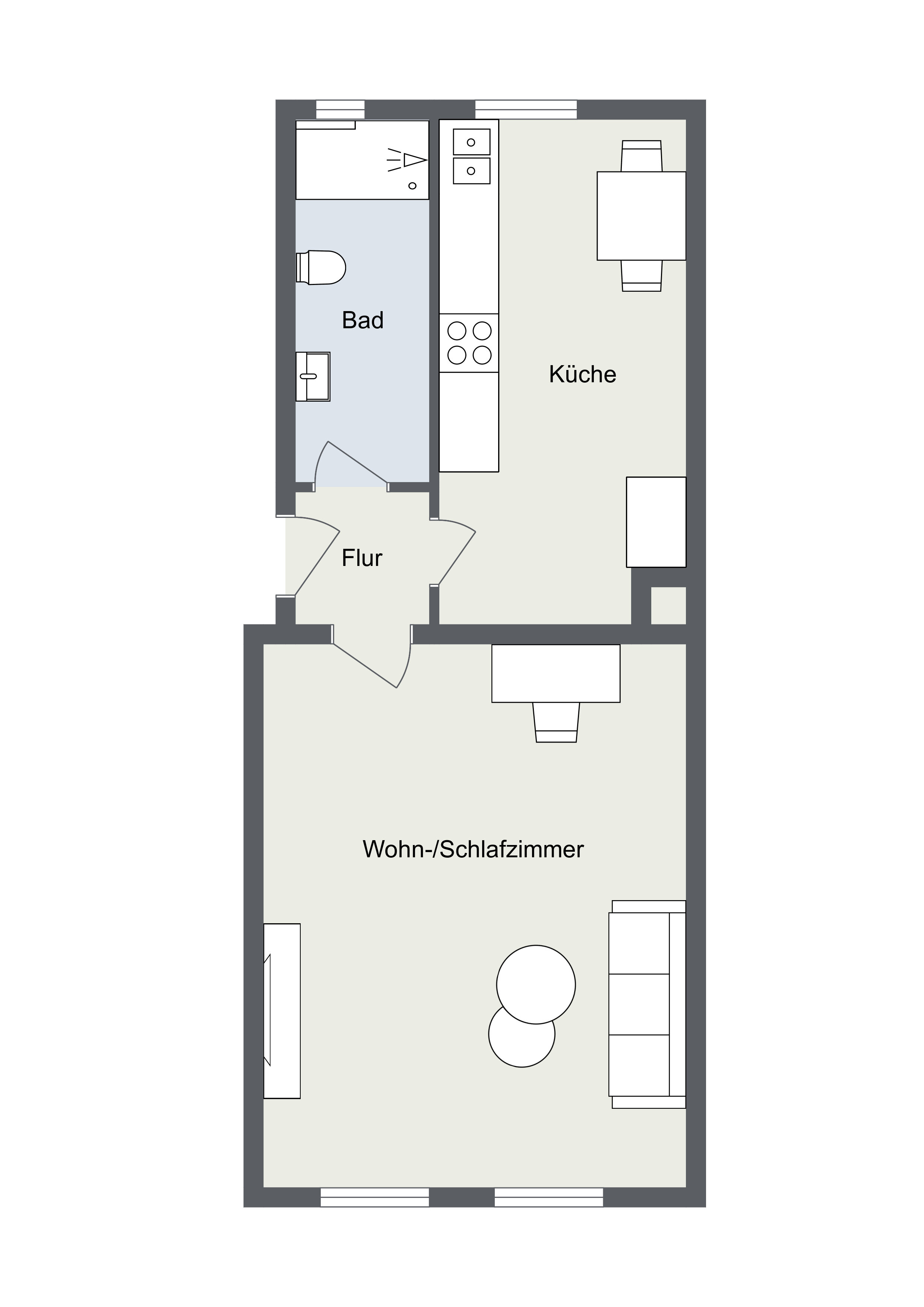 Wohnung zur Miete 550 € 1 Zimmer 35 m²<br/>Wohnfläche EG<br/>Geschoss Glockenhof Nürnberg 90461