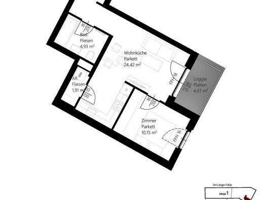 Wohnung zur Miete 699 € 2 Zimmer 44,3 m² 1. Geschoss frei ab 15.10.2026 Am langen Felde 52 Donaustadt 1220