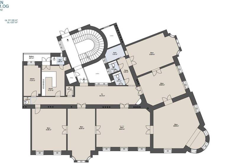 Bürofläche zur Miete 18,30 € 6 Zimmer 311,5 m² Bürofläche Garnisongasse 7 Wien 1090