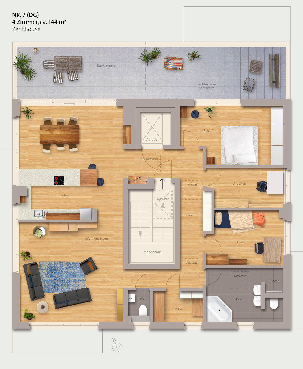 NEUBAU - EXKLUSIVE PENTHOUSE-WOHNUNG mit Weitblick im RieterBogen Kornburg – Käte-Reichert-Str. 28, 90455 Nürnberg – Vorschaubild 9