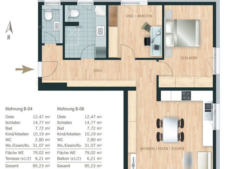 Wohnung zum Kauf provisionsfrei 403.535 € 3 Zimmer 85,2 m²<br/>Wohnfläche Maria-Hilf-Straße 7 b Berching Berching 92334