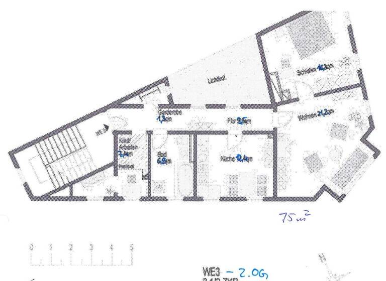 Wohnung zur Miete 399 € 2,5 Zimmer 75 m² 3. Geschoss Eisenach 99817