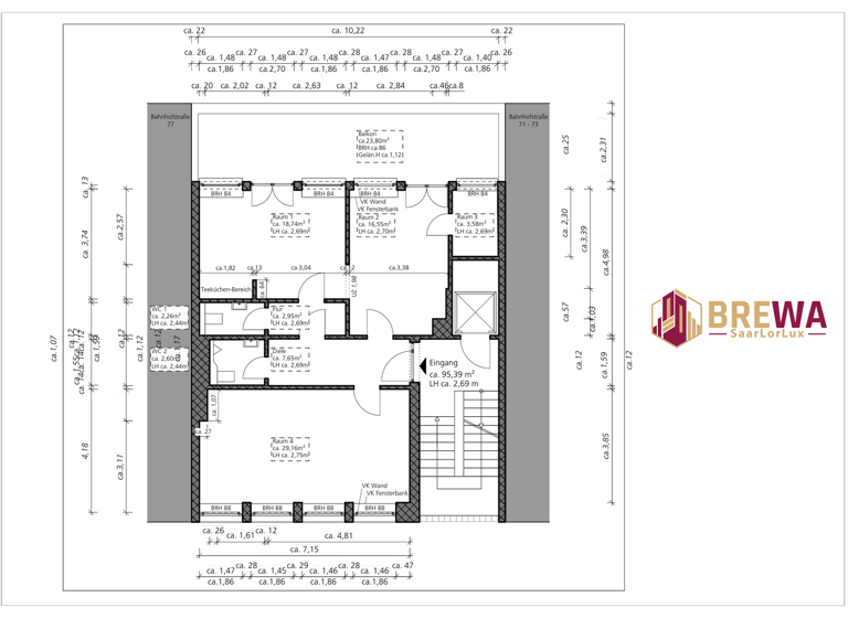 Bürofläche zur Miete provisionsfrei 7,05 € 4 Zimmer 98 m² Bürofläche St Johann Saarbrücken 66111