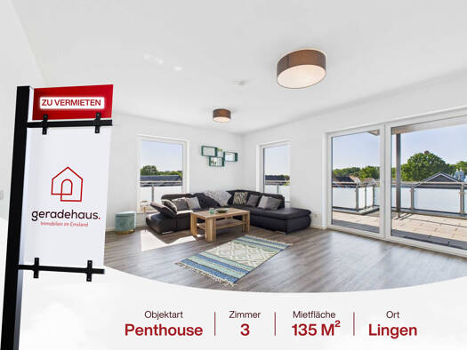 Penthouse zur Miete 1.300 € 3 Zimmer 134,6 m² Lingen 49808