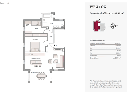 Wohnung zur Miete 1.585 € 3 Zimmer 88,5 m² Geschoss 1/3 frei ab 01.10.2026 Stadtbergen Stadtbergen 86391