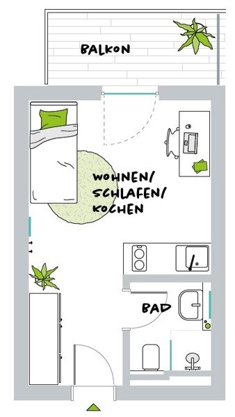 Wohnung zur Miete 667 € 1 Zimmer 22,2 m²<br/>Wohnfläche 1.<br/>Geschoss 01.12.2024<br/>Verfügbarkeit Heinrichstraße 85 Mörsenbroich Düsseldorf-Düsseltal 40239