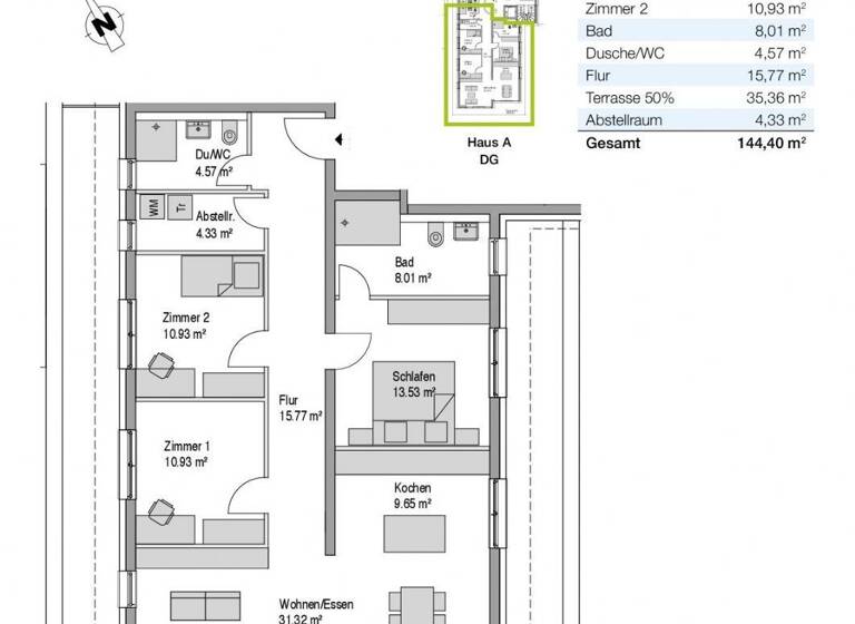 Penthouse zum Kauf - Erstbezug provisionsfrei 799.000 € 4 Zimmer 144,4 m² 3. Geschoss Am Kirchberg 10 Tumringen Lörrach 79539