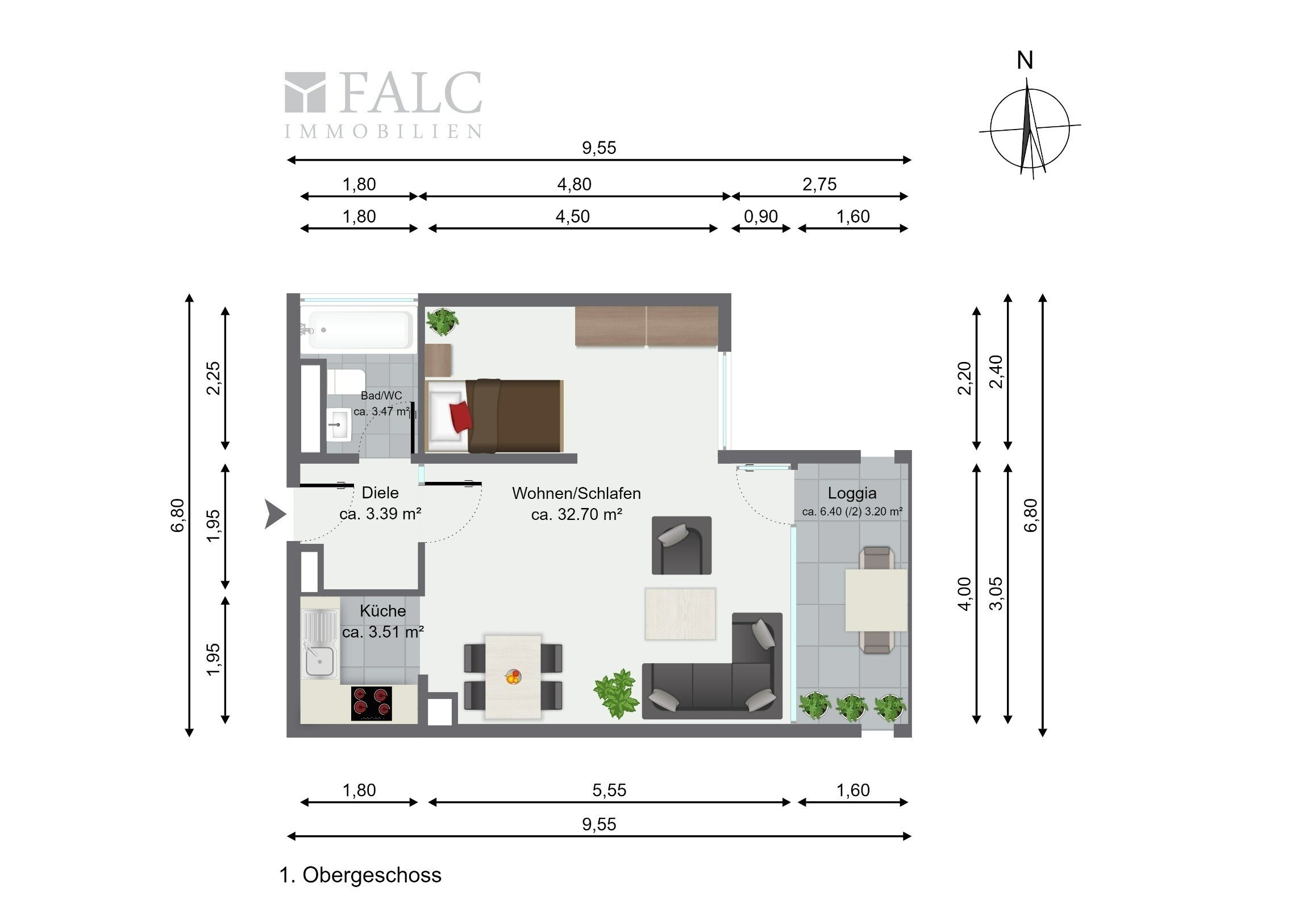 Wohnung zur Miete 970 € 1,5 Zimmer 47 m²<br/>Wohnfläche 1.<br/>Geschoss Raiffeisenstraße 78 Lohhof Unterschleißheim 85716