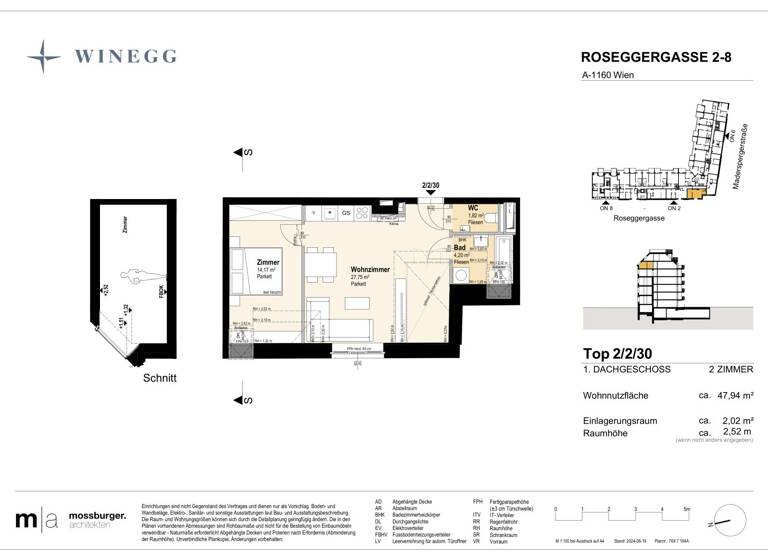 Wohnung zum Kauf - Erstbezug 338.300 € 2 Zimmer 47,9 m² 6. Geschoss Roseggergasse 2-8 Wien 1160
