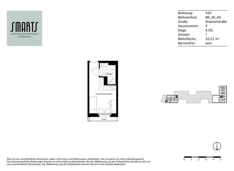 Studio zur Miete 540 € 1 Zimmer 20,2 m² 6. Geschoss frei ab 16.03.2026 Stephanstraße 5 St Peter Nürnberg 90478