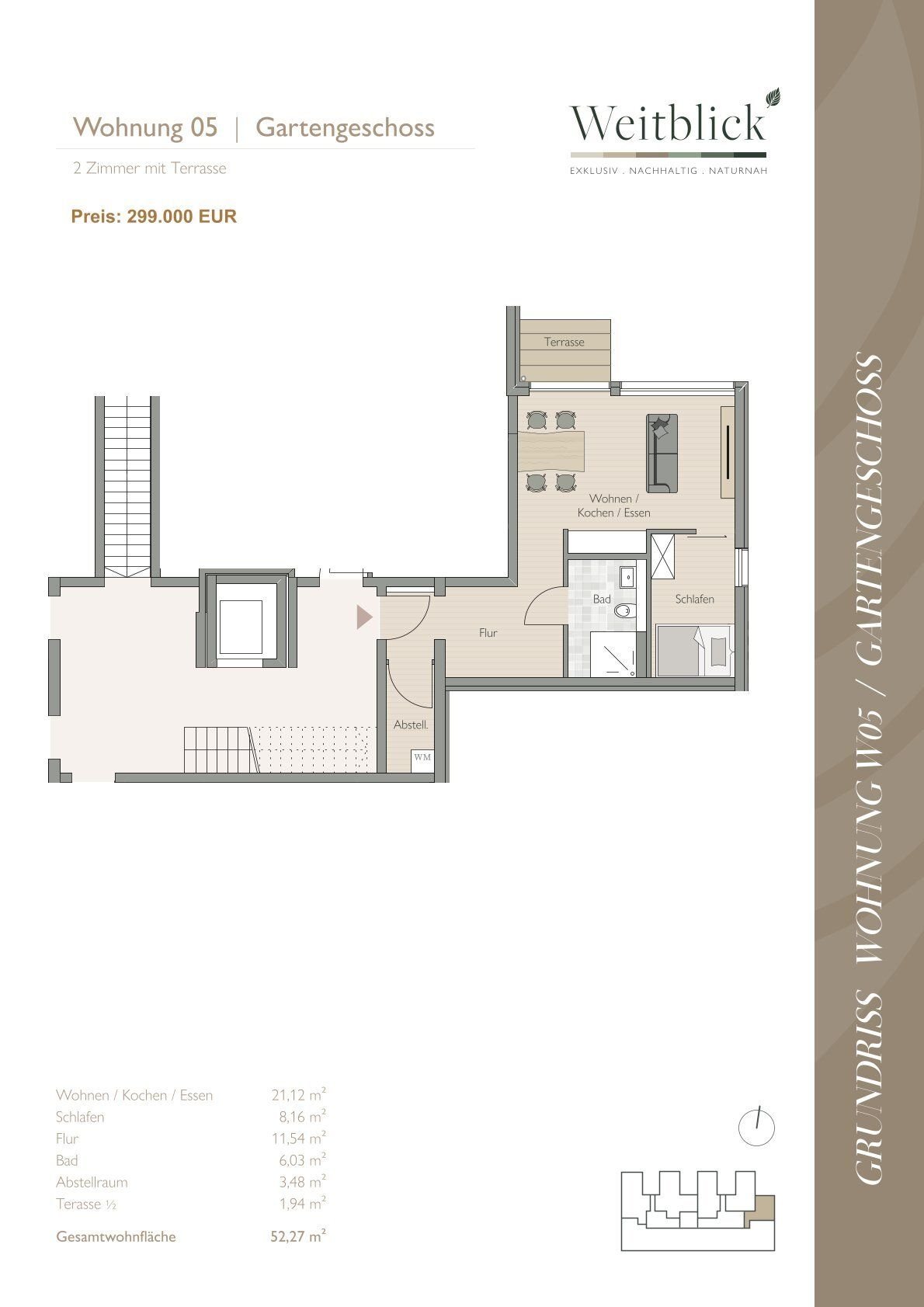 Wohnung zum Kauf 299.000 € 2 Zimmer 52,3 m²<br/>Wohnfläche 01.11.2025<br/>Verfügbarkeit Planungsbezirk 114 Straubing 94315