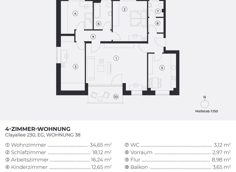 Wohnung zum Kauf provisionsfrei 882.900 € 4 Zimmer 120,2 m² EG Clayallee 230 Dahlem Berlin 14195