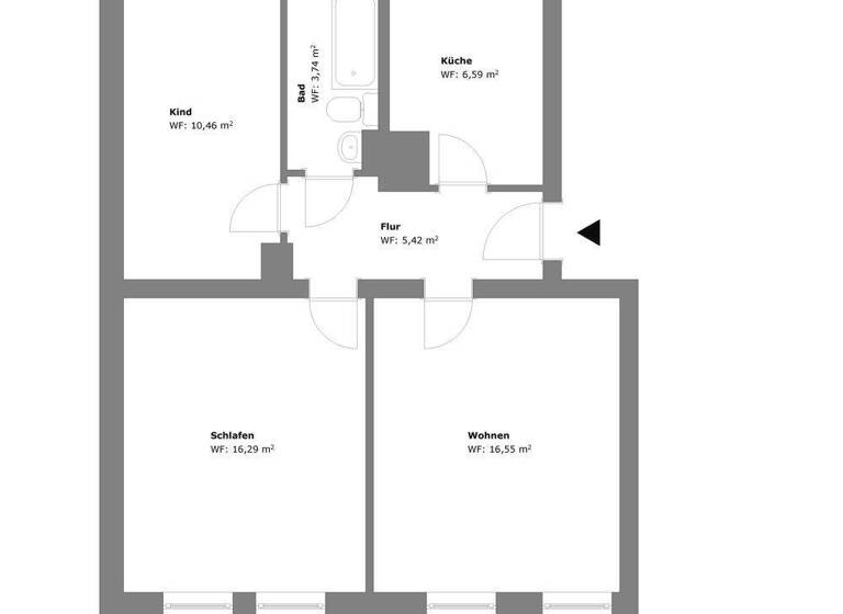 Wohnung zur Miete 354 € 3 Zimmer 61 m² 2. Geschoss Karl-Liebknecht-Straße 29 Sangerhausen 06526