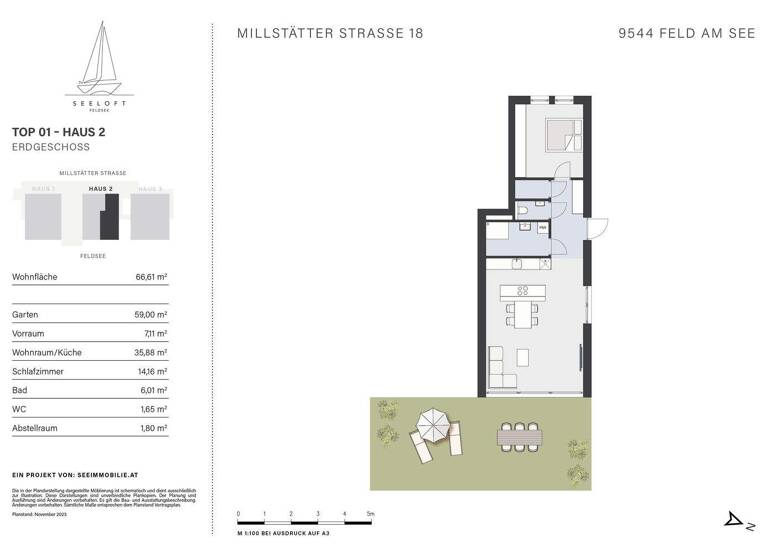 Wohnung zum Kauf provisionsfrei 690.000 € 2 Zimmer 66,6 m² EG Millstätterstrasse 18 Feld am See 9544