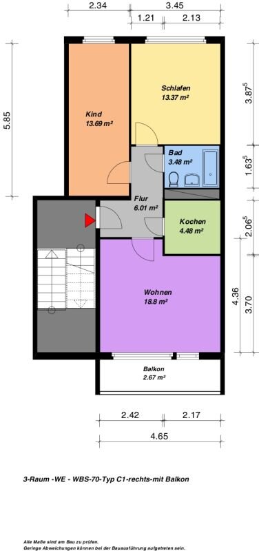 Wohnung zur Miete 350 € 3 Zimmer 62,9 m²<br/>Wohnfläche 6.<br/>Geschoss 01.03.2025<br/>Verfügbarkeit Cölpiner Str. 3 Industrieviertel Neubrandenburg 17034