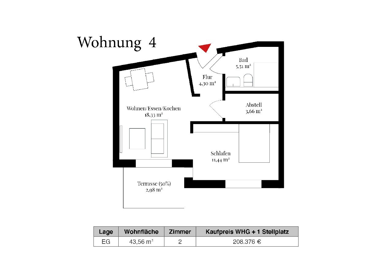 Wohnung zum Kauf provisionsfrei 208.376 € 2 Zimmer 43,6 m²<br/>Wohnfläche EG<br/>Geschoss Horneburg 21640