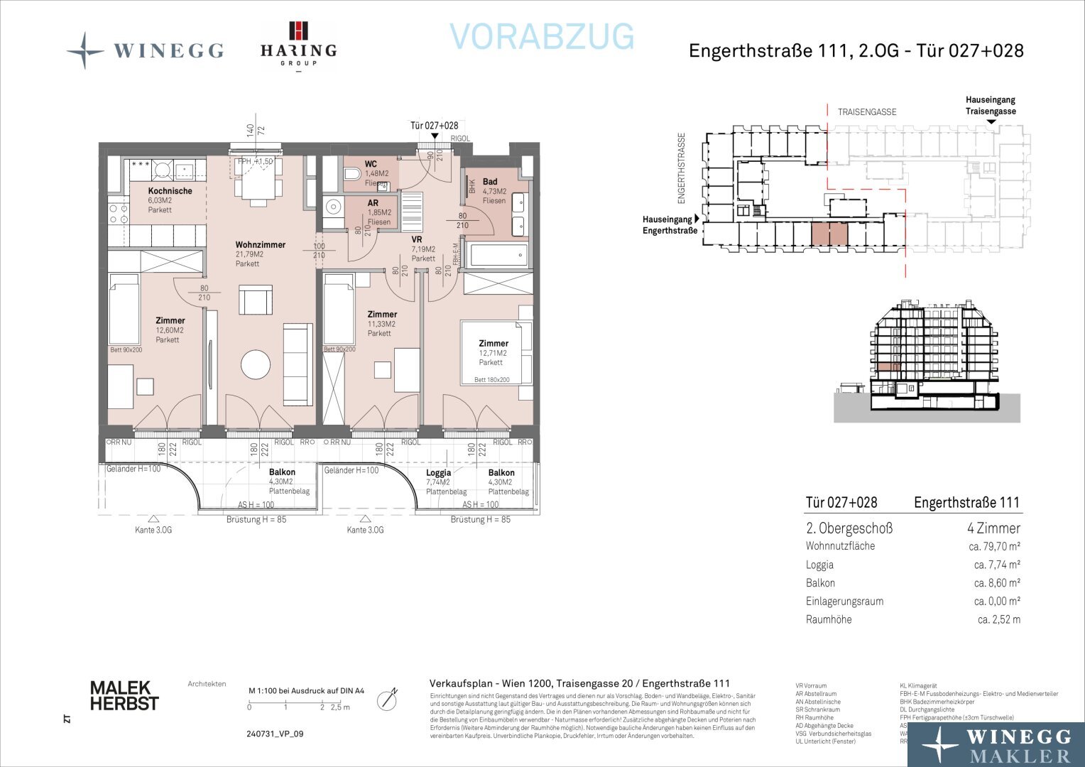 Wohnung zum Kauf 480.700 € 4 Zimmer 79,7 m²<br/>Wohnfläche 2.<br/>Geschoss Traisengasse 20-22 Wien 1200