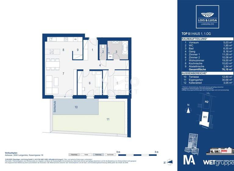 Wohnung zum Kauf - Erstbezug provisionsfrei 359.000 € 3 Zimmer 76,2 m² 1. Geschoss Langenlois 3550