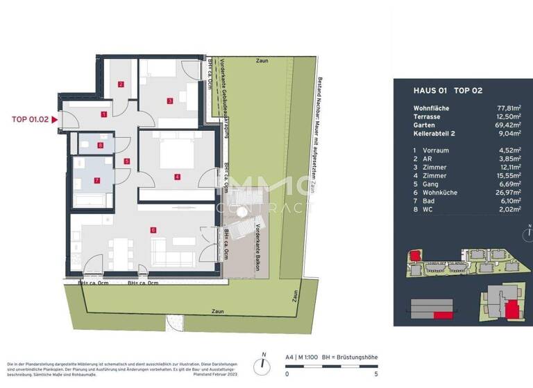 Wohnung zum Kauf - Erstbezug provisionsfrei 403.900 € 3 Zimmer 77,8 m² Leopoldsdorf 2333