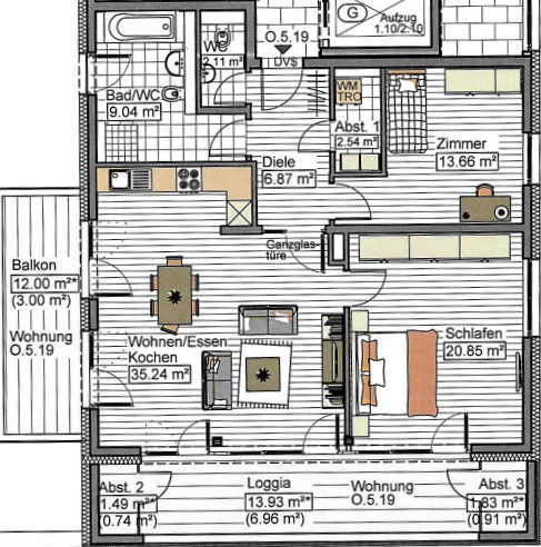 Wohnung zur Miete 1.280 € 3 Zimmer 102 m²<br/>Wohnfläche 5.<br/>Geschoss 01.03.2025<br/>Verfügbarkeit Stadtmitte Neu-Ulm 89231