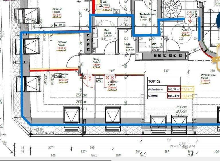 Terrassenwohnung zum Kauf - Erstbezug 679.000 € 4 Zimmer 108,7 m² 6. Geschoss Wien 1100