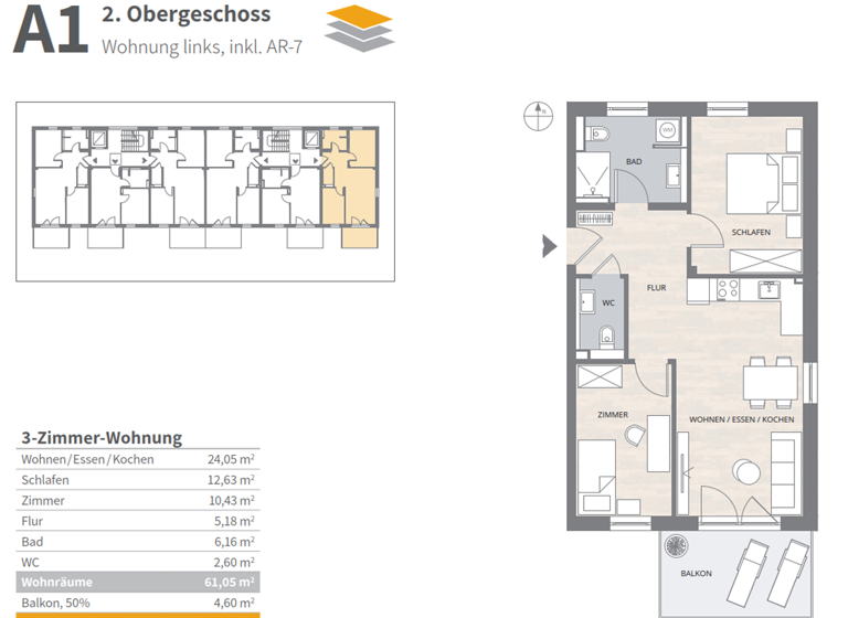 Wohnung zum Kauf - Erstbezug provisionsfrei 406.200 € 3 Zimmer 65,7 m² 2. Geschoss frei ab sofort Finkenstraße Altdorf , Kr Böblingen 71155