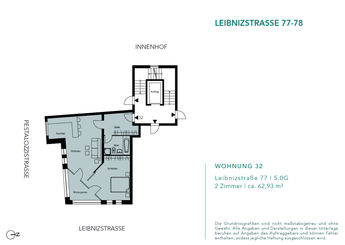 Wohnung zum Kauf provisionsfrei 281.950 € 2 Zimmer 62 m²<br/>Wohnfläche 5.<br/>Geschoss Leibnizstraße 77-78 Charlottenburg Berlin 10625