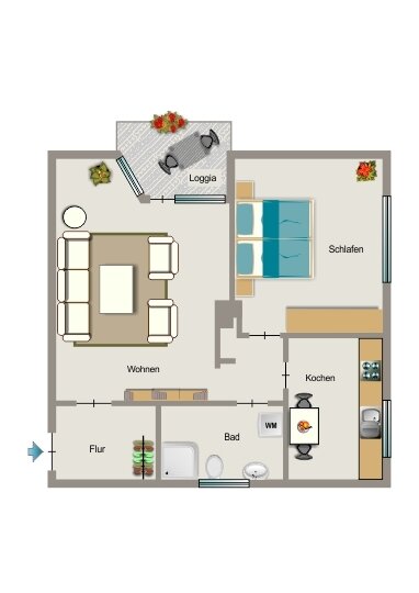 Wohnung zur Miete 531 € 2,5 Zimmer 55,8 m²<br/>Wohnfläche 4.<br/>Geschoss Am Alfredspark 23 Holsterhausen Essen 45145