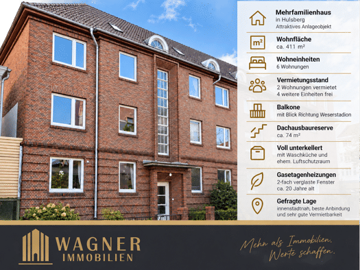 Mehrfamilienhaus zum Kauf 1.090.000 € 1 Zimmer 411 m² frei ab sofort Peterswerder Bremen 28205