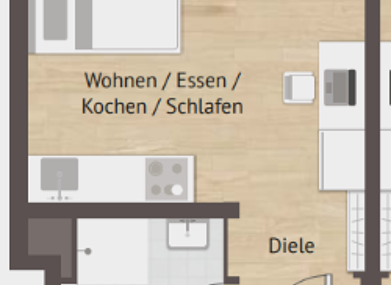 Studio zum Kauf - Erstbezug provisionsfrei als Kapitalanlage geeignet 175.000 € 1 Zimmer 18 m² Felseckerstr. 1 Gärten b Wöhrd Nürnberg 90489