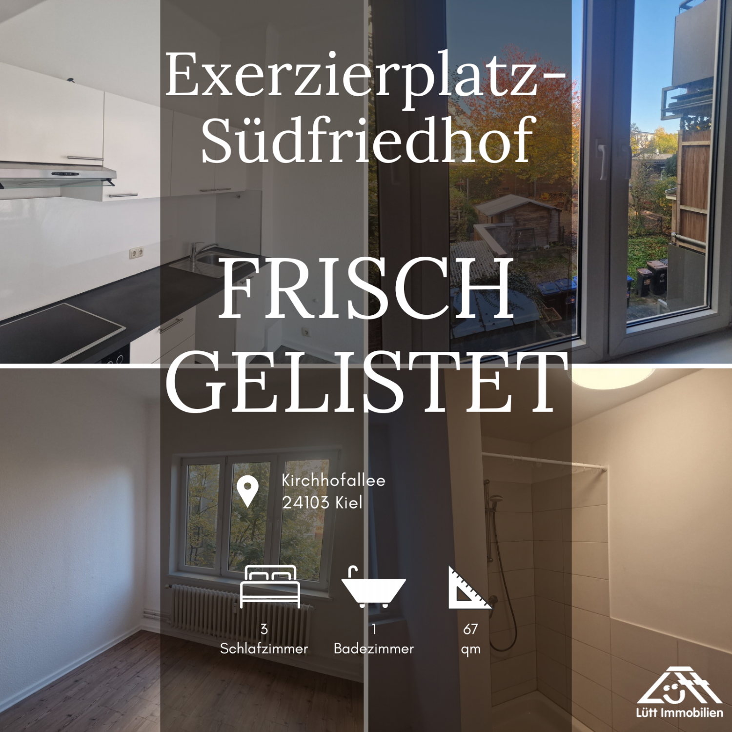 Wohnung zur Miete 740 € 67 m²<br/>Wohnfläche 1.<br/>Geschoss ab sofort<br/>Verfügbarkeit Exerzierplatz Kiel 24103