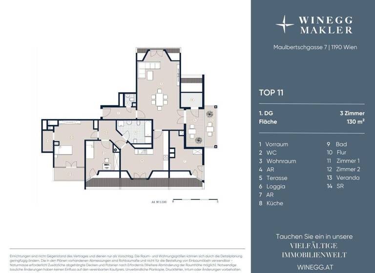Wohnung zum Kauf 825.000 € 4 Zimmer 130 m² 2. Geschoss Maulbertschgasse Wien 1190