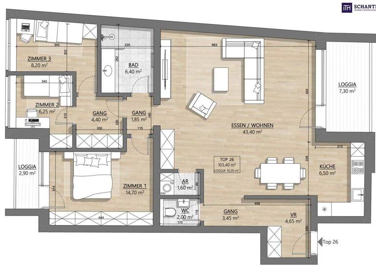 WG-Zimmer zum Kauf - Erstbezug 774.165 € 4 Zimmer 100,4 m² 4. Geschoss Bräuhausgasse Wien 1050