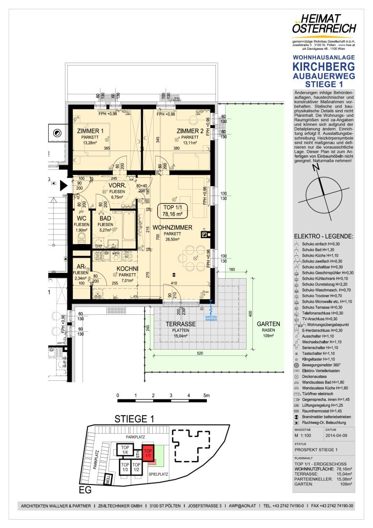 Wohnung zur Miete 948 € 3 Zimmer 78,2 m²<br/>Wohnfläche EG<br/>Geschoss Aubauerweg Kirchberg an der Pielach 3204