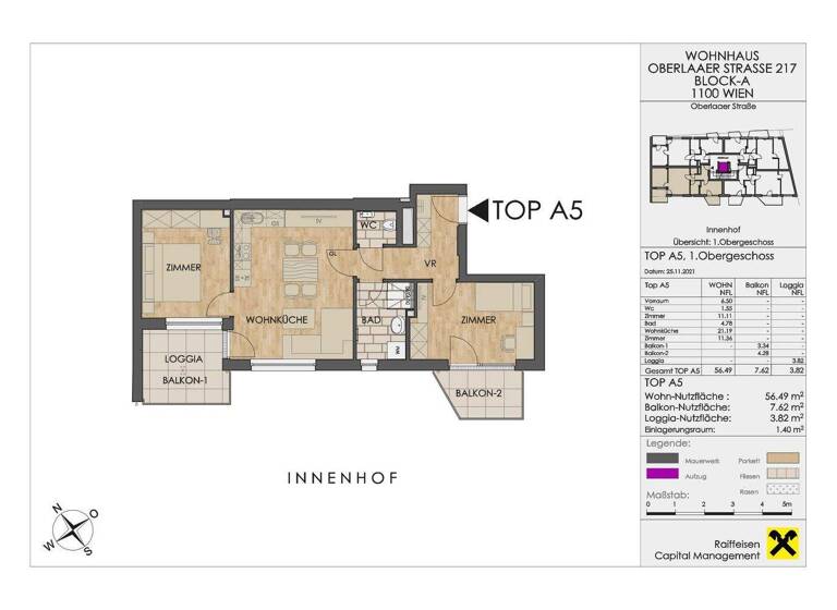 Wohnung zur Miete - Erstbezug 899 € 3 Zimmer 56,8 m² 1. Geschoss frei ab sofort Oberlaaer Straße 217 Wien 1100