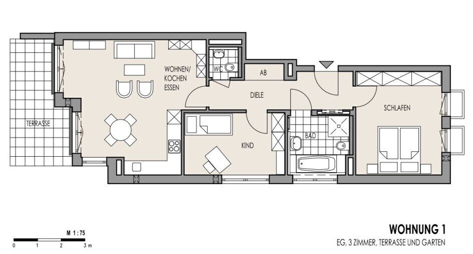 Terrassenwohnung zum Kauf provisionsfrei 889.500 € 3 Zimmer 75,6 m²<br/>Wohnfläche EG<br/>Geschoss Gartenstadt Trudering München 81825