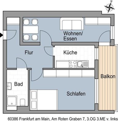 Wohnung zur Miete 635,48 € 1,5 Zimmer 43,2 m² 3. Geschoss frei ab 13.10.2024 Am Roten Graben 7 Fechenheim Frankfurt am Main 60386