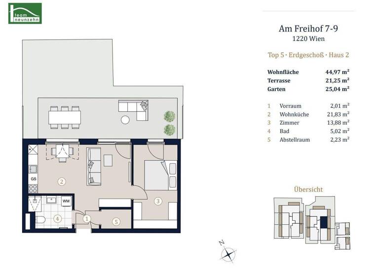 Wohnung zum Kauf - Erstbezug 333.571 € 2 Zimmer 44,5 m² EG Am Freihof 7-9 Wien 1220