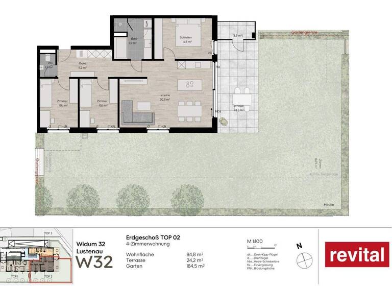 Wohnung zum Kauf - Erstbezug 673.500 € 4 Zimmer 85 m² EG Widum 32 Lustenau 6890