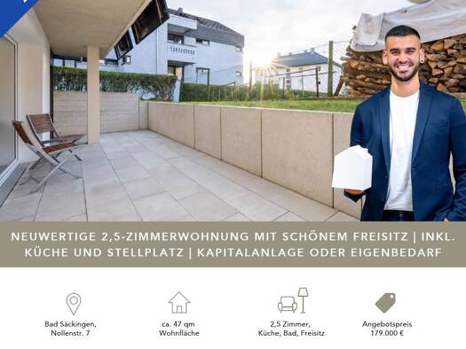 Wohnung zum Kauf 179.000 € 2 Zimmer 47 m² 1. Geschoss frei ab 01.02.2027 Nollenstraße 7 Wehr Wehr 79664