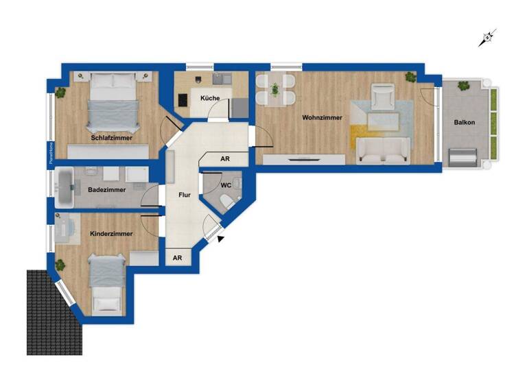Wohnung zum Kauf 349.000 € 3 Zimmer 76,1 m² 1. Geschoss Lechhausen Augsburg 86165