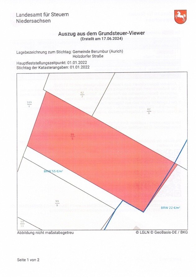 Grundstück zum Kauf 77.500 € 1.405 m²<br/>Grundstück Hage 26524