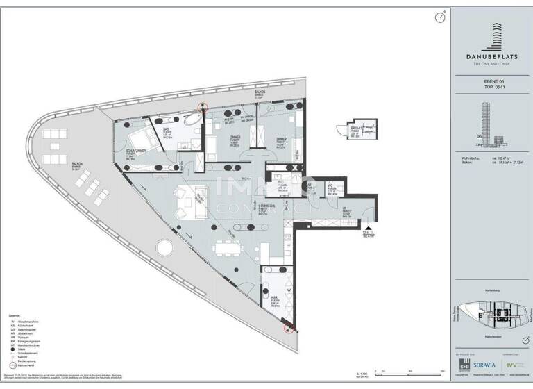 Wohnung zum Kauf - Erstbezug 2.498.000 € 4 Zimmer 160,5 m² 6. Geschoss Wagramer Straße 2 Wien 1220