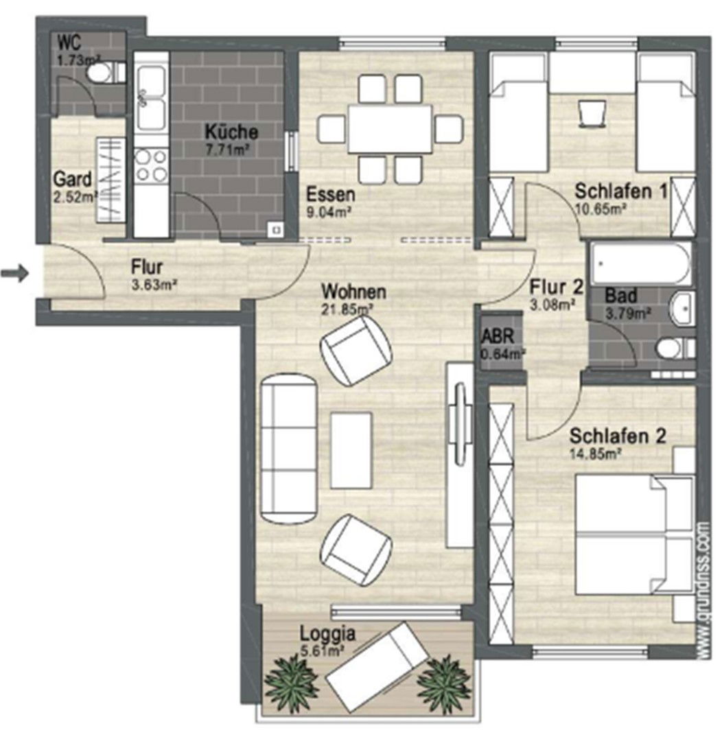 Wohnung zum Kauf provisionsfrei 510.000 € 3,5 Zimmer 83 m²<br/>Wohnfläche EG<br/>Geschoss Lohhof Unterschleißheim 85716